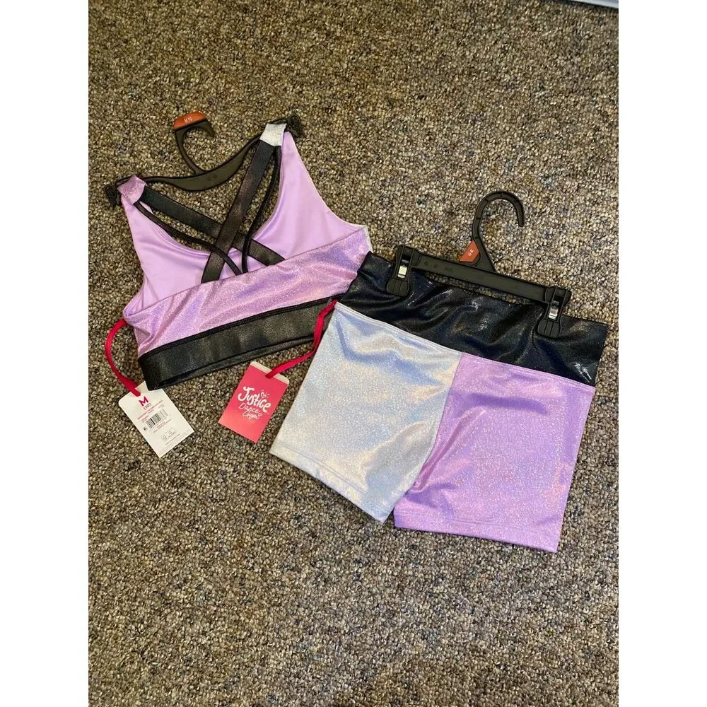 Girls Dance-Gymnastics 2 Piece Set New From Justice Size 10